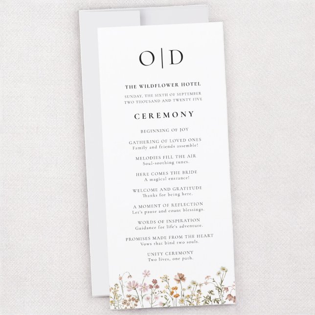 Wildflower Minimalist Typography Wedding Program (Creator Uploaded)