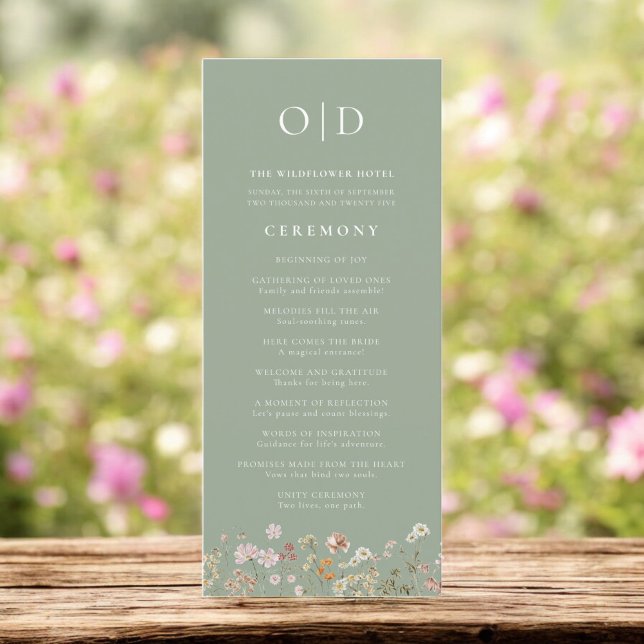 Wildflower Minimalist Typography Wedding Program (Creator Uploaded)