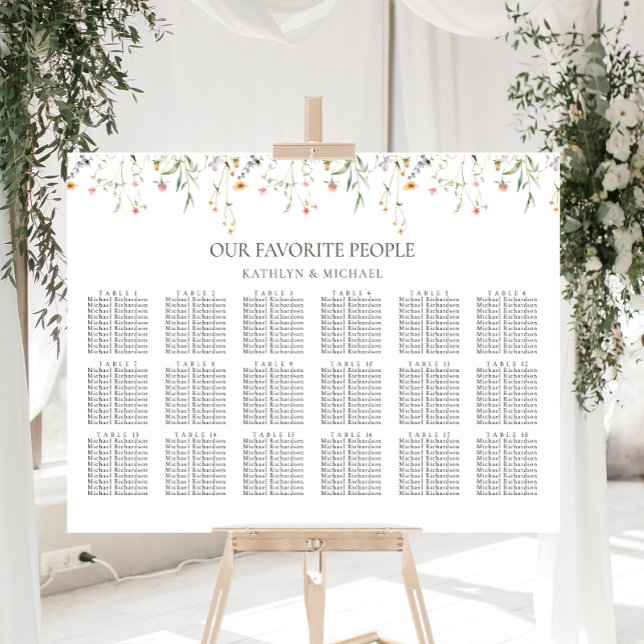 Wildflower Minimalist Wedding 18 Table Seating Poster (Creator Uploaded)