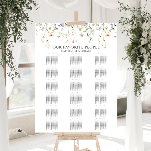 Wildflower Minimalist Wedding 18 Table Seating Poster (Creator Uploaded)