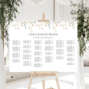 Wildflower Minimalist Wedding Alphabetical Seating Poster