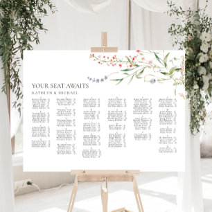 Wildflower Minimalist Wedding Alphabetical Seating Poster