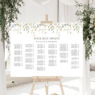 Wildflower Minimalist Wedding Alphabetical Seating Poster