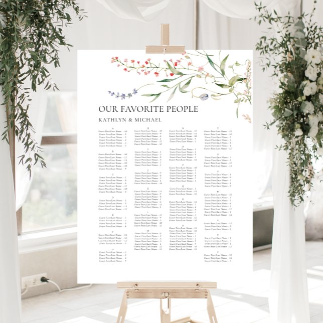 Wildflower Minimalist Wedding Alphabetical Seating Poster (Creator Uploaded)
