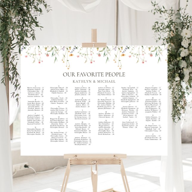 Wildflower Minimalist Wedding Alphabetical Seating Poster (Creator Uploaded)
