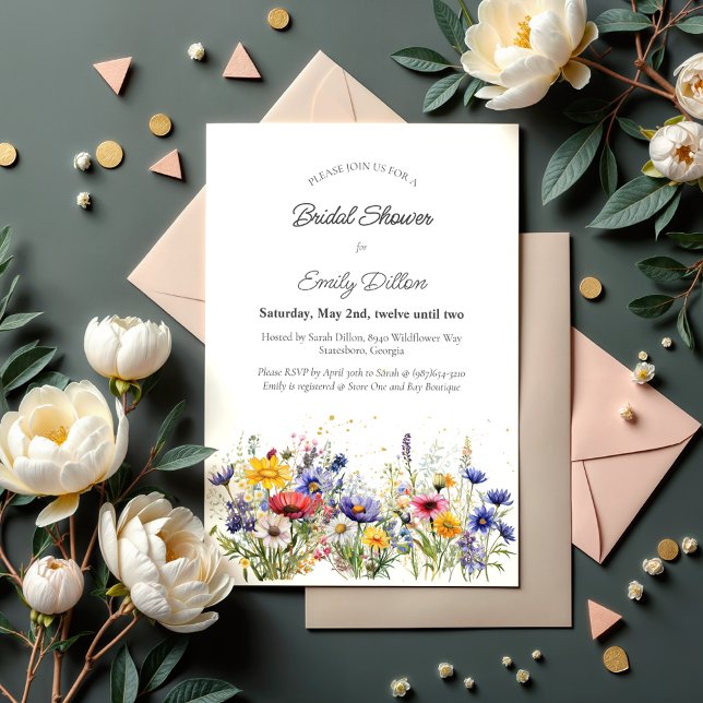 Wildflower Modern Boho Chic Bridal Shower Invitation (Creator Uploaded)
