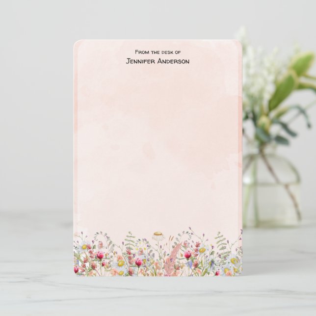 Wildflower Modern Botanical Floral Personalised Card (Standing Front)