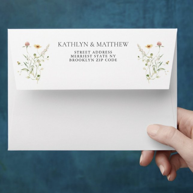 Wildflower Modern Colourful Floral Garden Wedding Envelope (Creator Uploaded)