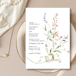 Wildflower Modern Colourful Floral Garden Wedding Invitation