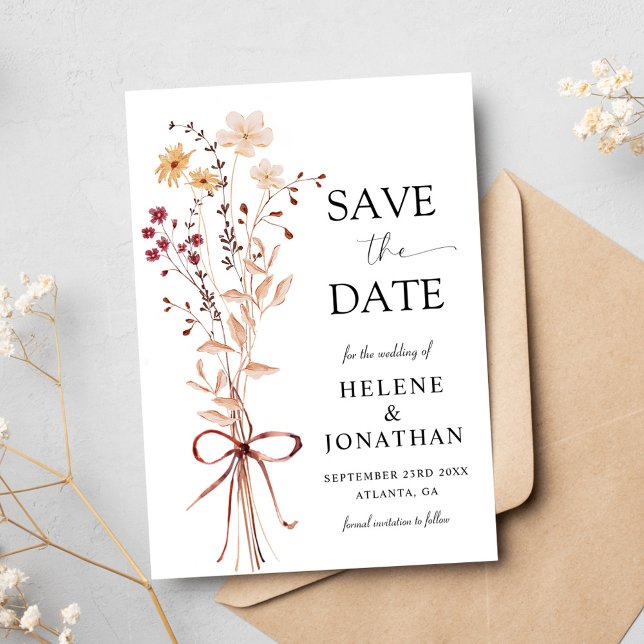 Wildflower Modern Elegant Floral Wedding Save The Date (Wildflower Modern Elegant Floral Wedding Save The Date)