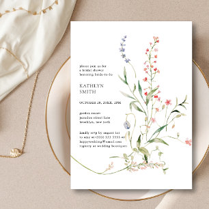 Wildflower Modern Floral Garden Bridal Shower  Invitation