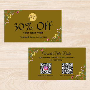  Wildflower Modern Restaurant Qr Code Menu and  Discount Card