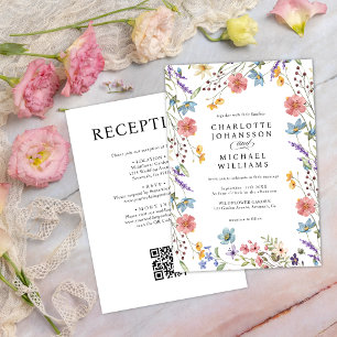Wildflower Modern Rustic Garden All in One Wedding Invitation