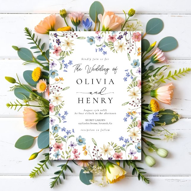Wildflower Modern Spring Garden Wedding Invitation (Creator Uploaded)