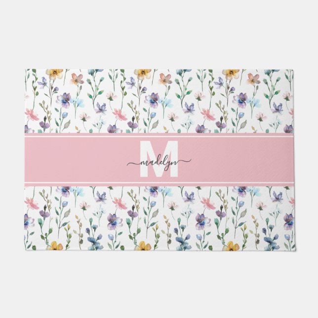 Wildflower Monogram Doormat (Front)