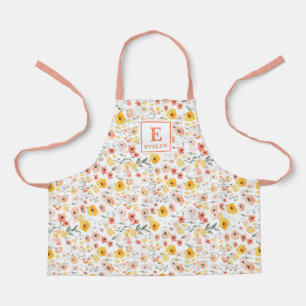 Wildflower monogram floral Apron