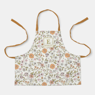 Wildflower monogram floral Apron