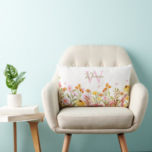 Wildflower Monogram Lumbar Pillow