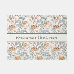 Wildflower Monogram Name Botanical Doormat