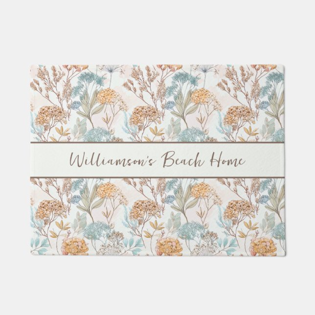 Wildflower Monogram Name Botanical Doormat (Front)