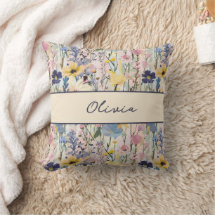 Wildflower Monogram Name Cushion