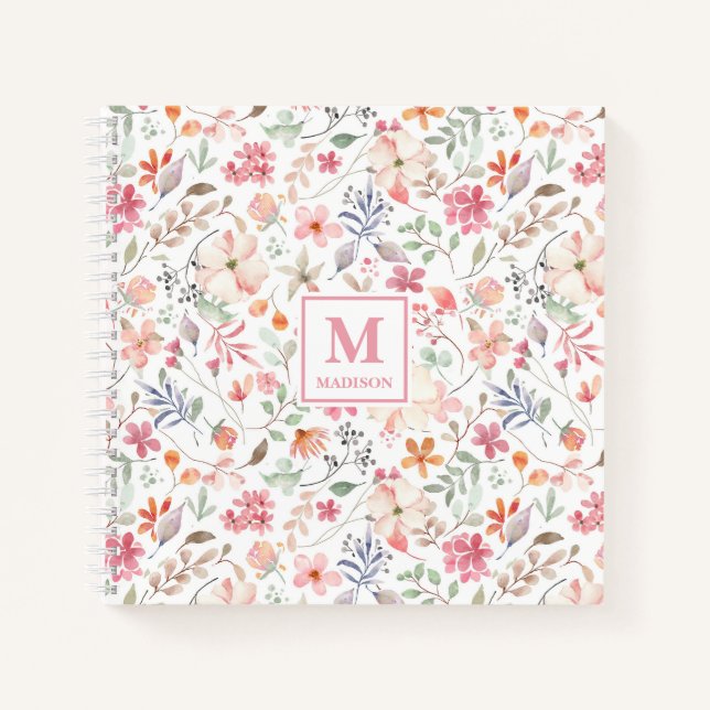 Wildflower Monogram Notebook Journal (Front)