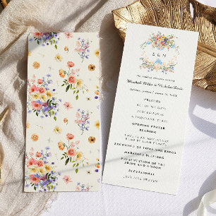 Wildflower Monogram   Ornate Boho Wedding Program