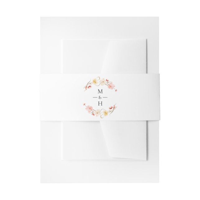 Wildflower Monogram Spring Garden Wedding Invitation Belly Band (Front Example)