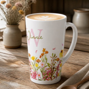 Wildflower Monogram Tall Latte Mug