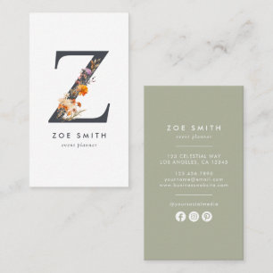 Wildflower Monogram Z Business Card