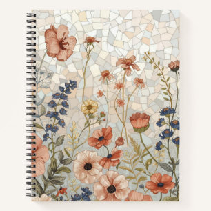 Wildflower Mosaic Stained Glass Botanical Floral   Notebook