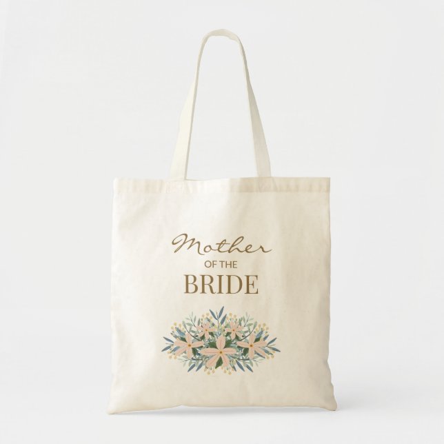Wildflower Mother of the Bride Custom Monogram Tote Bag (Front)
