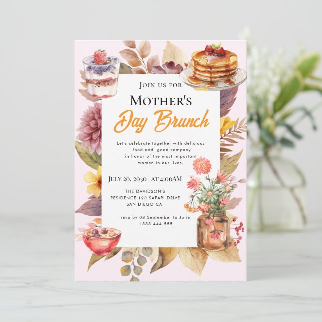 wildflower Mother's Day Brunch Invitations (Standing Front)