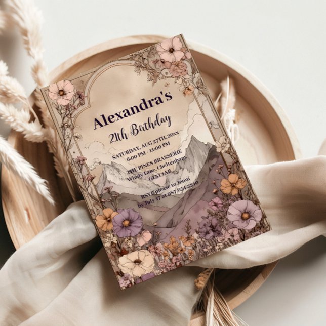 Wildflower Mountain Birthday Elegance Invitation (Creator Uploaded)