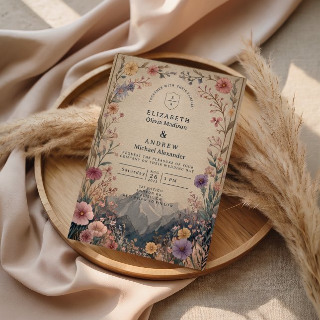 Wildflower Mountain Botanical Wedding Invitation (Creator Uploaded)