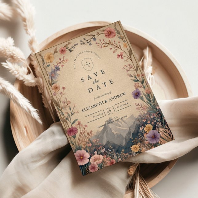 Wildflower Mountain Botanical Wedding Save The Date (Creator Uploaded)