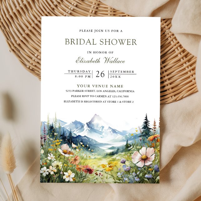 Wildflower Mountain Meadow QR Code Bridal Shower Invitation (Creator Uploaded)