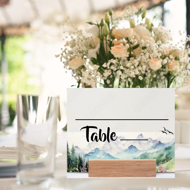 Wildflower & Mountain Water Paint Place Card (Creator Uploaded)