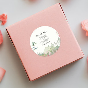 Wildflower Mountain Watercolor Wedding Classic Round Sticker