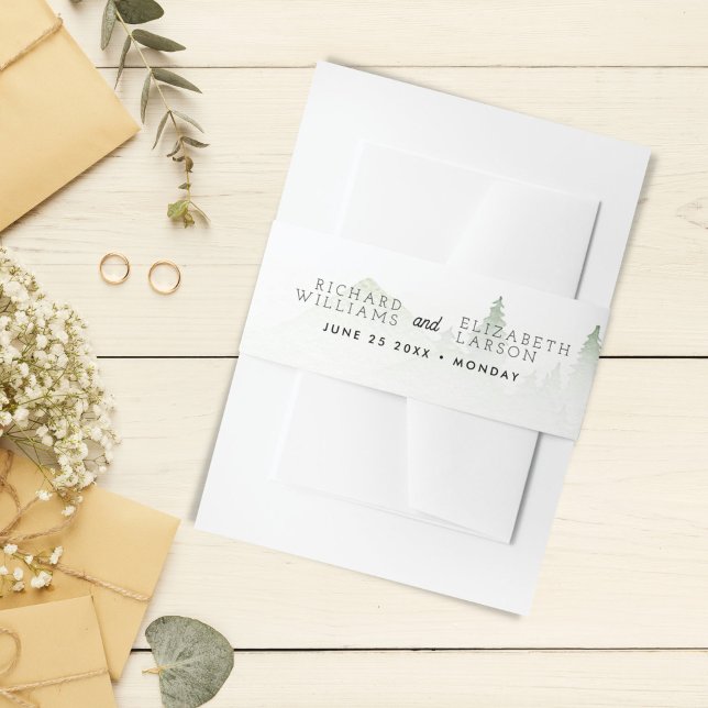 Wildflower Mountain Watercolor Wedding Invitation Belly Band (Creator Uploaded)