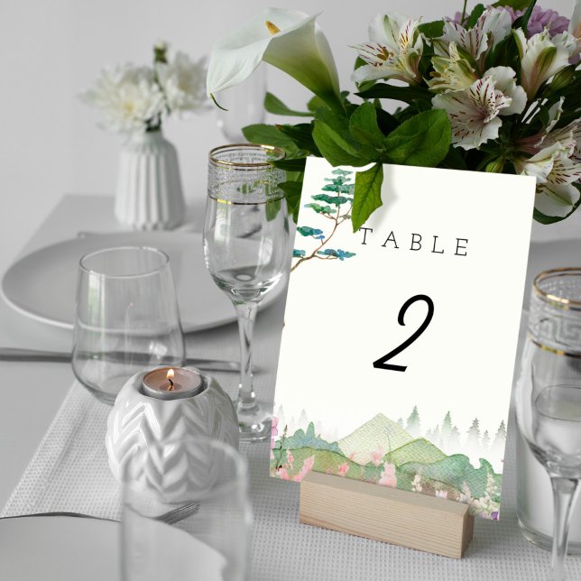 Wildflower Mountain Watercolor Wedding Table Number (Creator Uploaded)