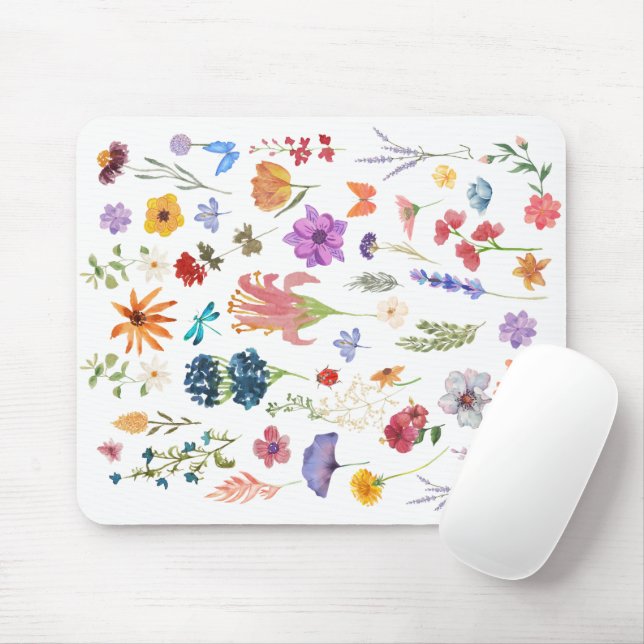 Wildflower Mouse Pad | Botanical Desk Accessory (With Mouse)