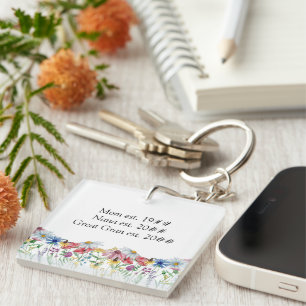 Wildflower Mum Nana Great Grandmother Personalised Key Ring