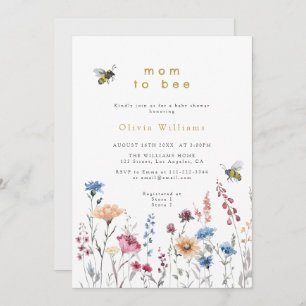 Wildflower Mum To Bee Meadow Baby Shower Invitation