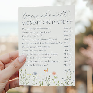 Wildflower Mummy or Daddy Baby Shower Game Advice Card