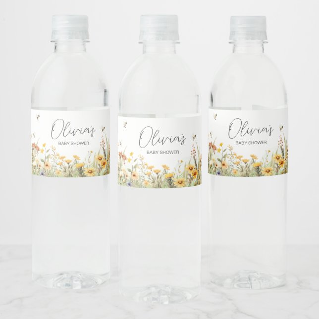 Wildflower Mummy to Bee Baby Shower Water Bottle Label (Bottles)