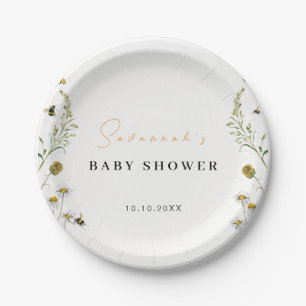 Wildflower Mummy To Bee Gender Neutral Baby Shower Paper Plate