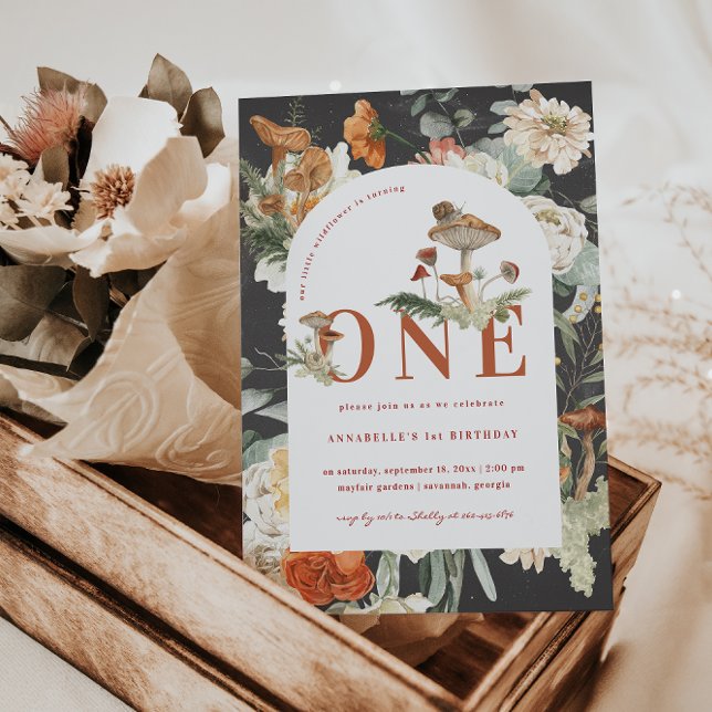 Wildflower Mushroom | Boho 1st Birthday  Invitation (Creator Uploaded)