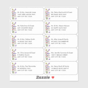 Wildflower Name Wedding Guest Address Labels