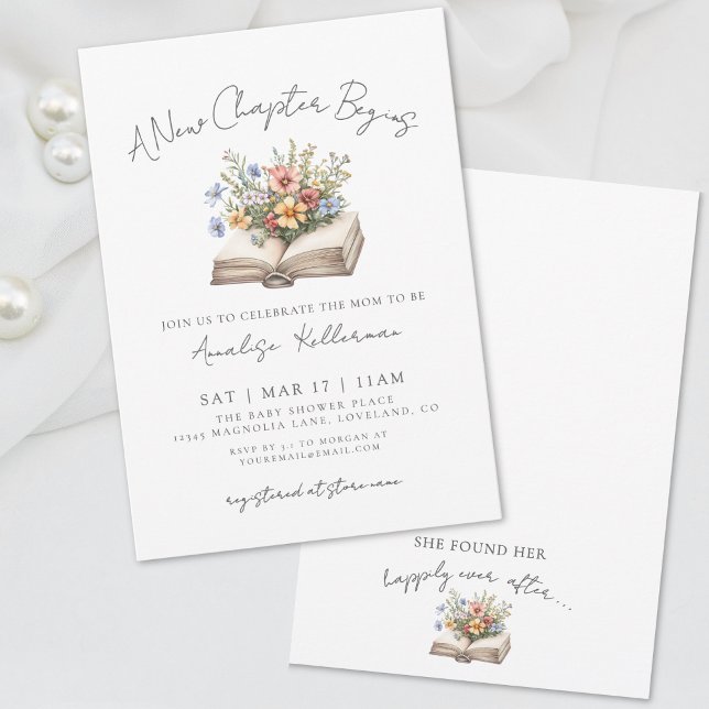 Wildflower New Chapter Book Bridal Shower Invitation (Wildflower New Chapter Book Bridal Shower Invitation)